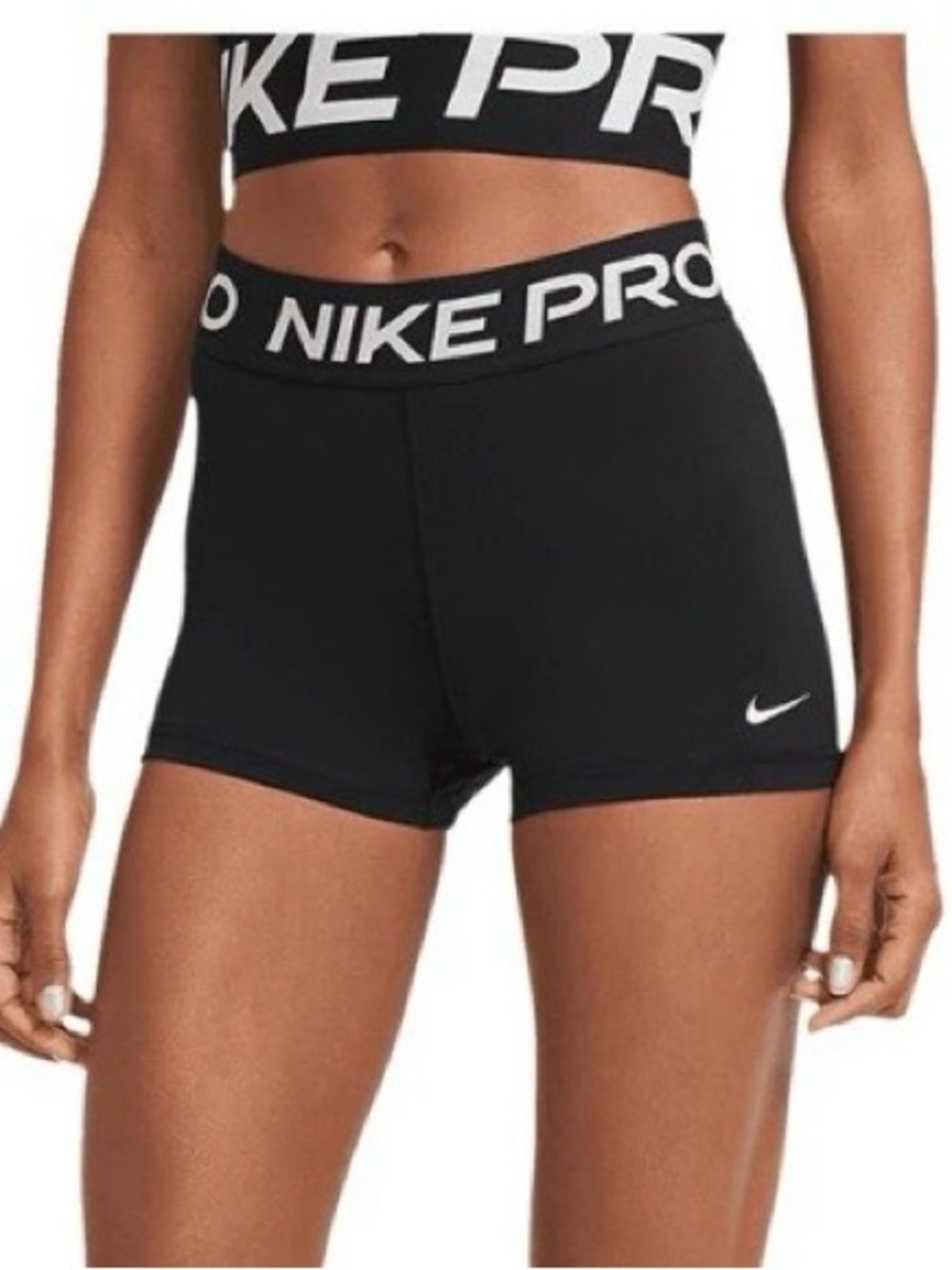 Black Nike Pro Compression Shorts Mid Rise - Picture 2 of 3